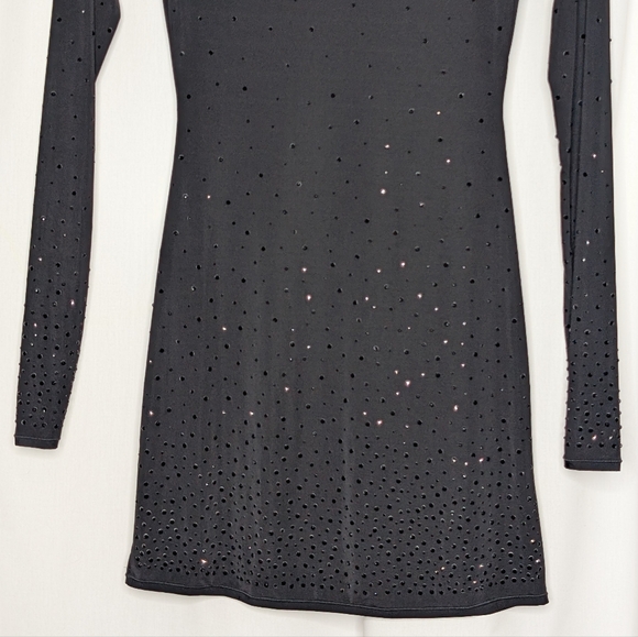 Skims Jelly Sheer Intimates Dress Rhinestone Mini RARE NWT Onyx Black - Picture 9 of 10